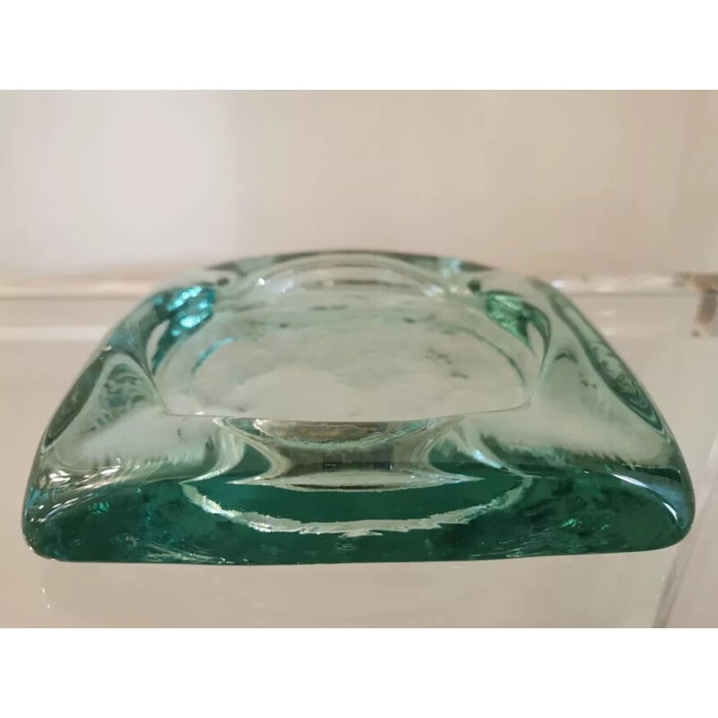 Cinzeiro vintage em pavé de vidro verde turquesa