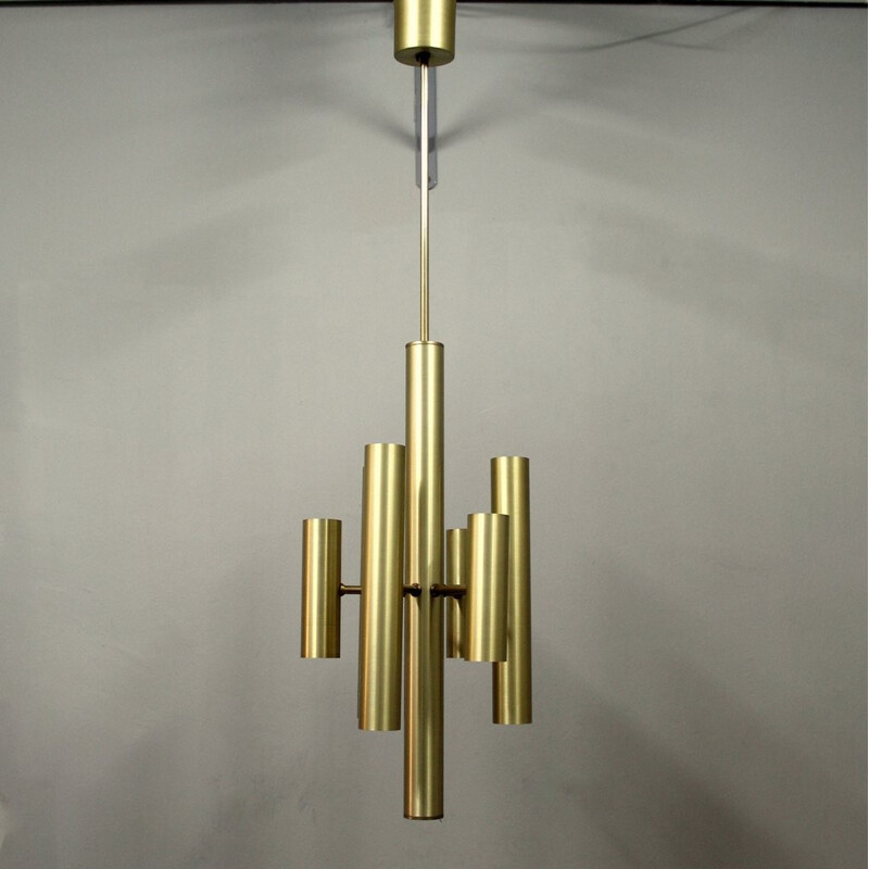 Gilded metal chandelier, Italy - 1970s