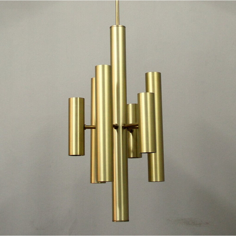 Gilded metal chandelier, Italy - 1970s