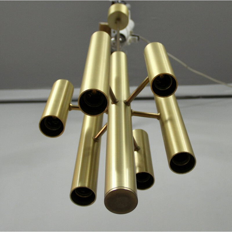 Gilded metal chandelier, Italy - 1970s