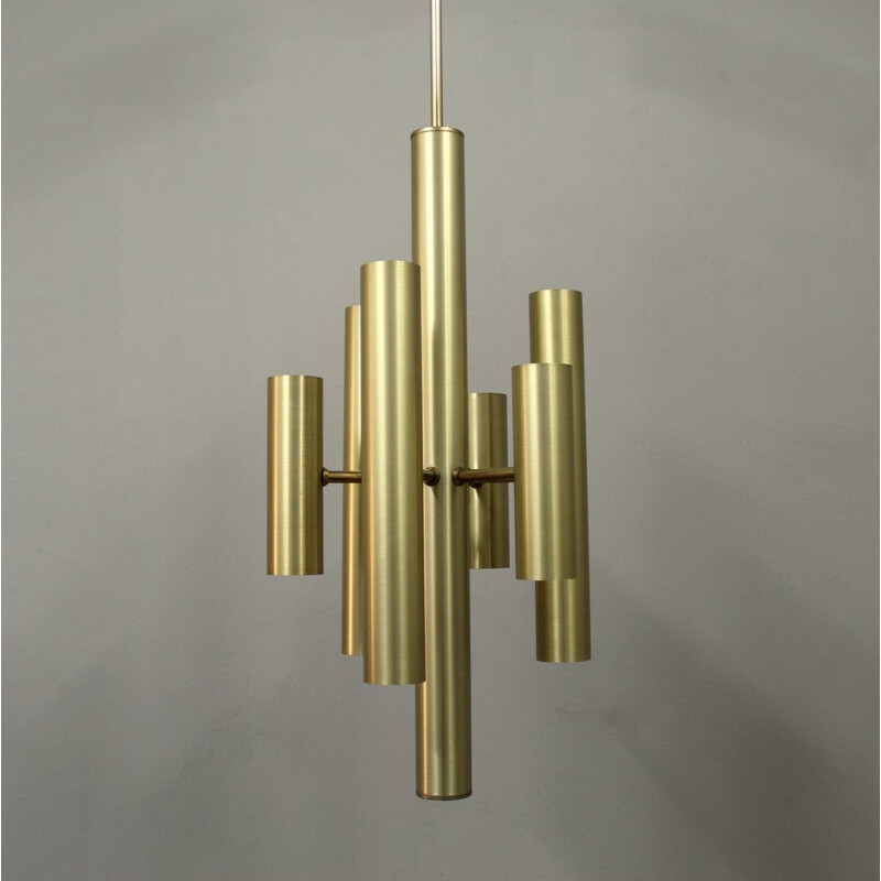 Gilded metal chandelier, Italy - 1970s