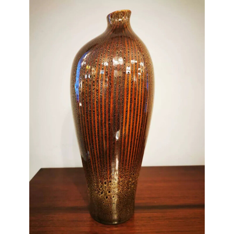 Vintage glazed ceramic drop vase, 1970