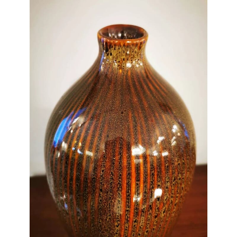 Vintage glazed ceramic drop vase, 1970