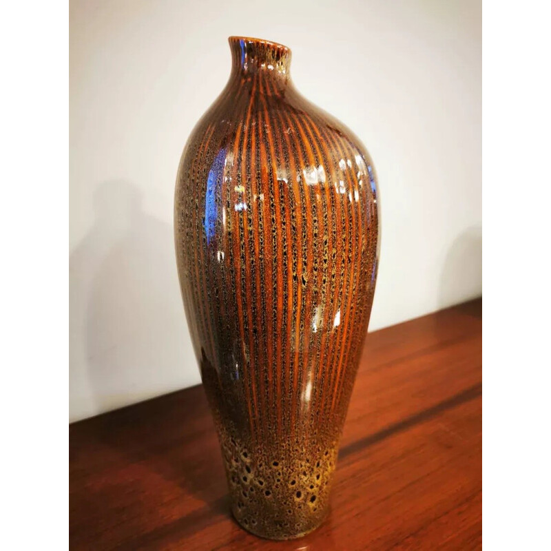 Vintage glazed ceramic drop vase, 1970