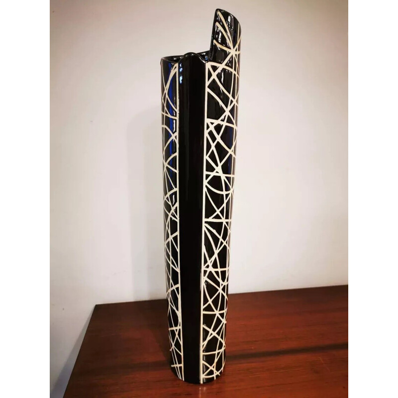 Vintage black ceramic vase