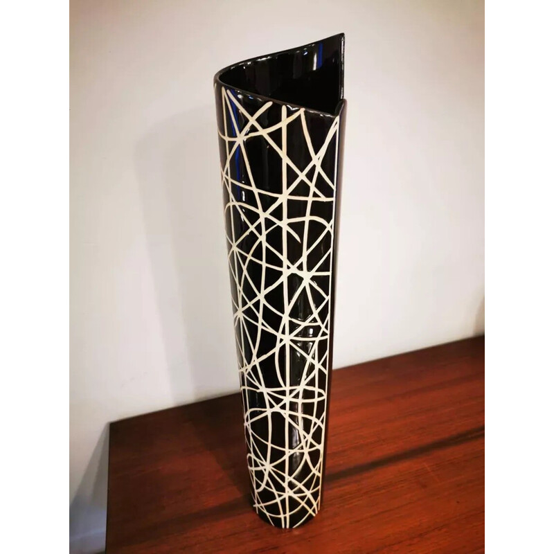 Vintage black ceramic vase