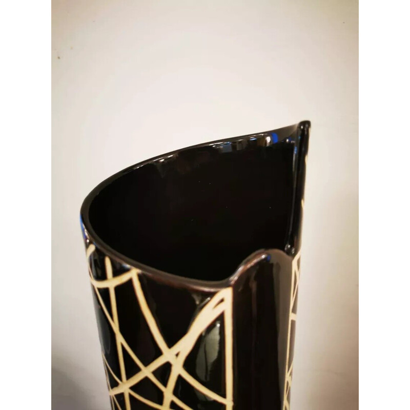 Vase vintage en céramique noire