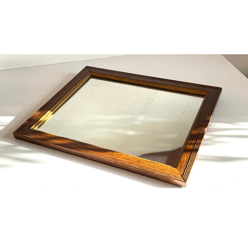 Miroir vintage Art Déco en bois et argenture, 1920