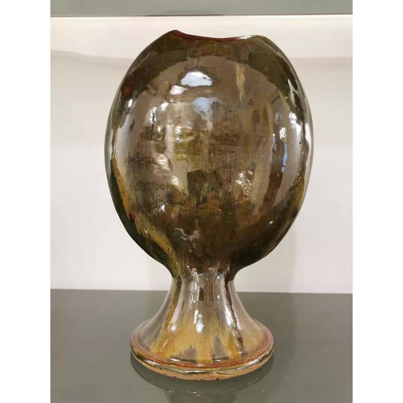 Vintage Vase aus Steinzeug und Keramik in Schalenform, 1970