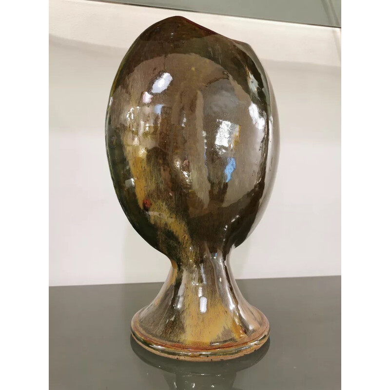 Vaso a forma di ciotola in gres e ceramica vintage, 1970