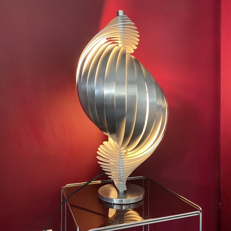 Kinetische Vintage-Lampe Modell Gordes aus gebürsteten Aluminiumlamellen von Henri Mathieu, 1969