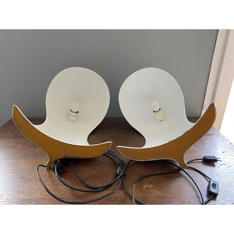 Vintage-Lampenpaar "Dania" aus weiß lackiertem Aluminiumguss von Dario Tognon für Artemide, 1969