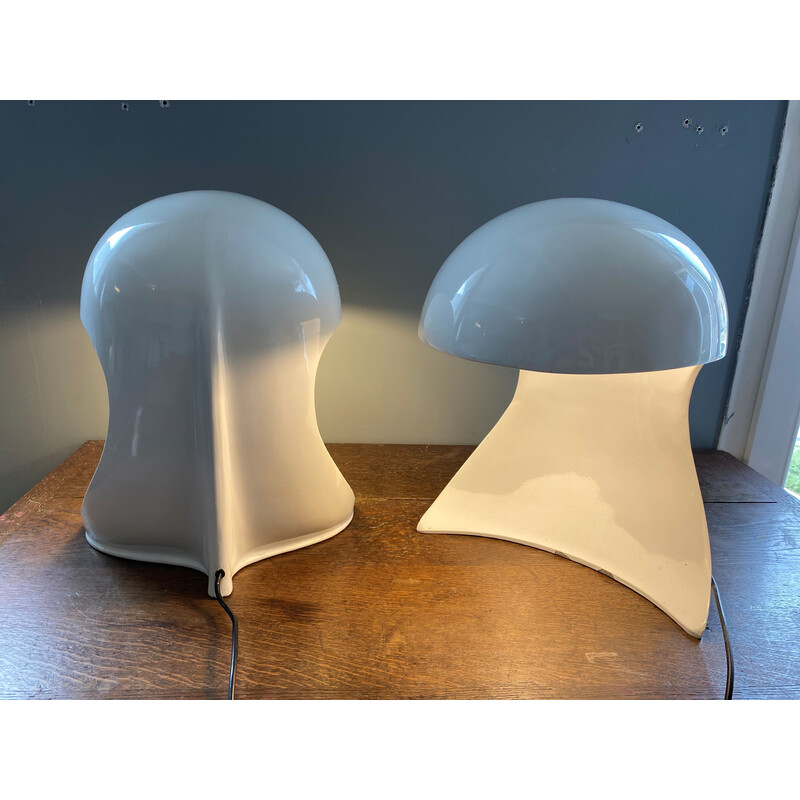 Pair of vintage "Dania" lamps in white lacquered cast aluminum by Dario Tognon for Artemide, 1969