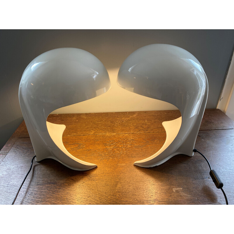Pair of vintage "Dania" lamps in white lacquered cast aluminum by Dario Tognon for Artemide, 1969