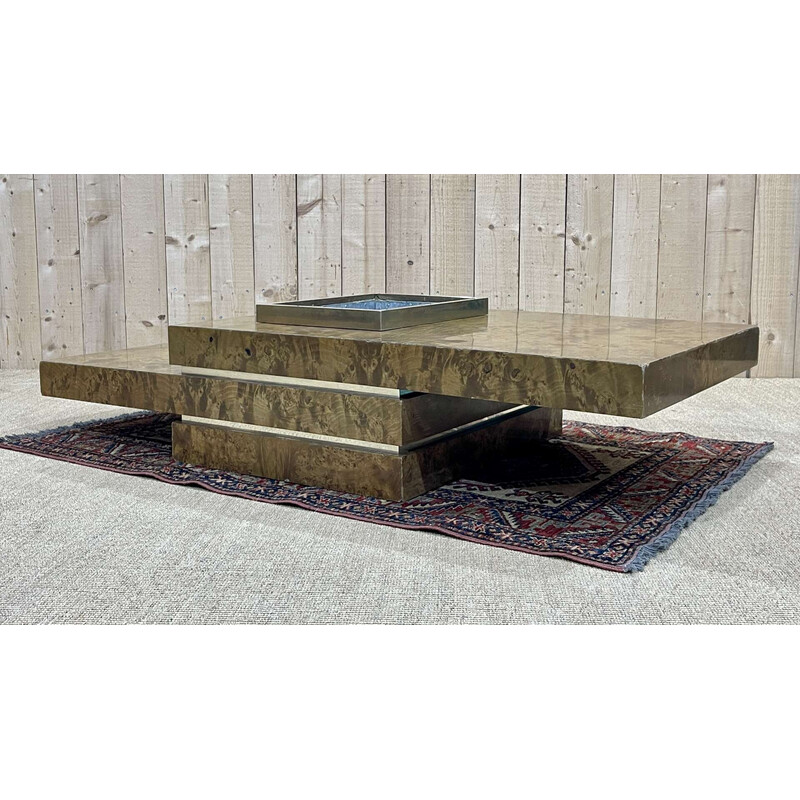 Vintage coffee table with its planter by Jean Claude Mahey, 1970