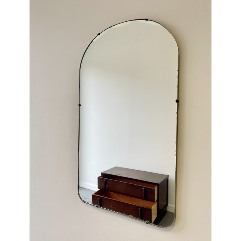 Vintage rectangular frameless wall mirror, 1970