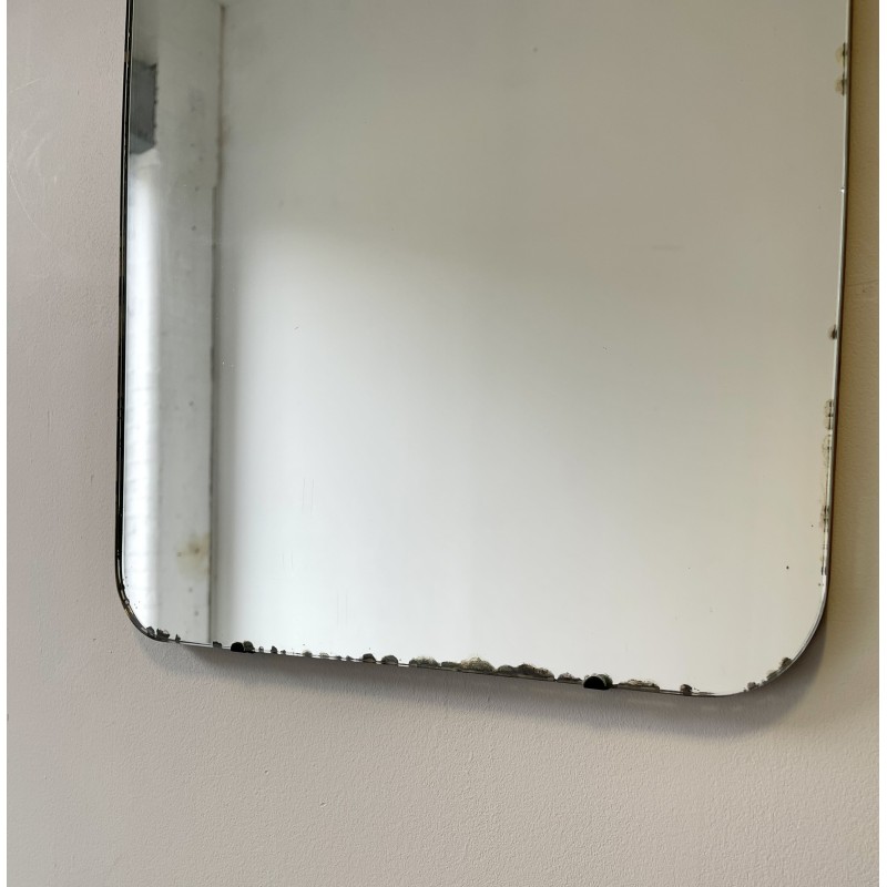 Espejo de pared vintage rectangular sin marco, 1970
