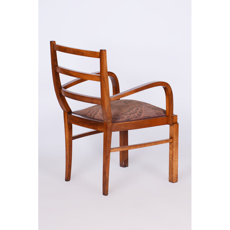 Vintage Art Deco walnut armchair, Czechoslovakia 1920