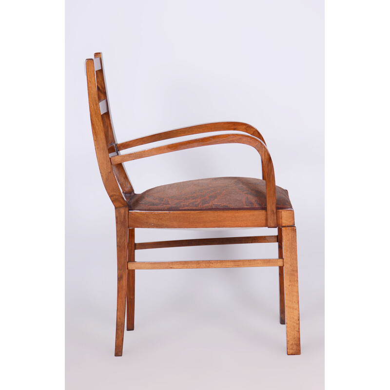 Vintage Art Deco walnut armchair, Czechoslovakia 1920