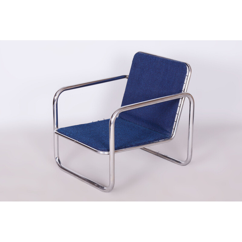 Vintage Bauhaus armchair in chrome steel, Czechoslovakia 1950