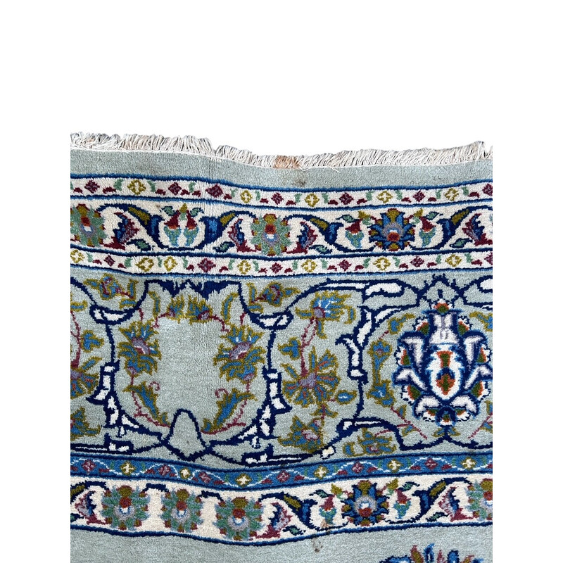 Tappeto persiano vintage in lana e seta naturale, 1970