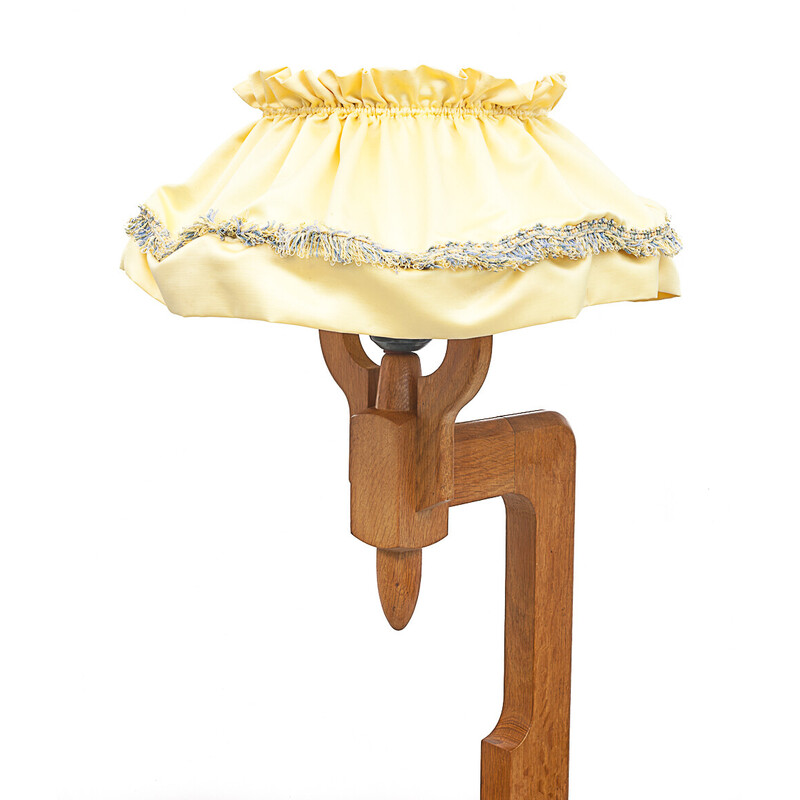 Lámpara de pie vintage de roble de Guillerme et Chambron, 1950
