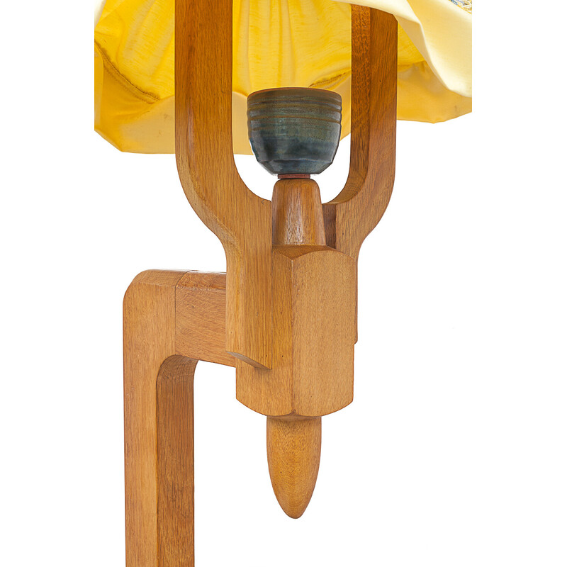 Vintage oak floor lamp by Guillerme and Chambron, 1950