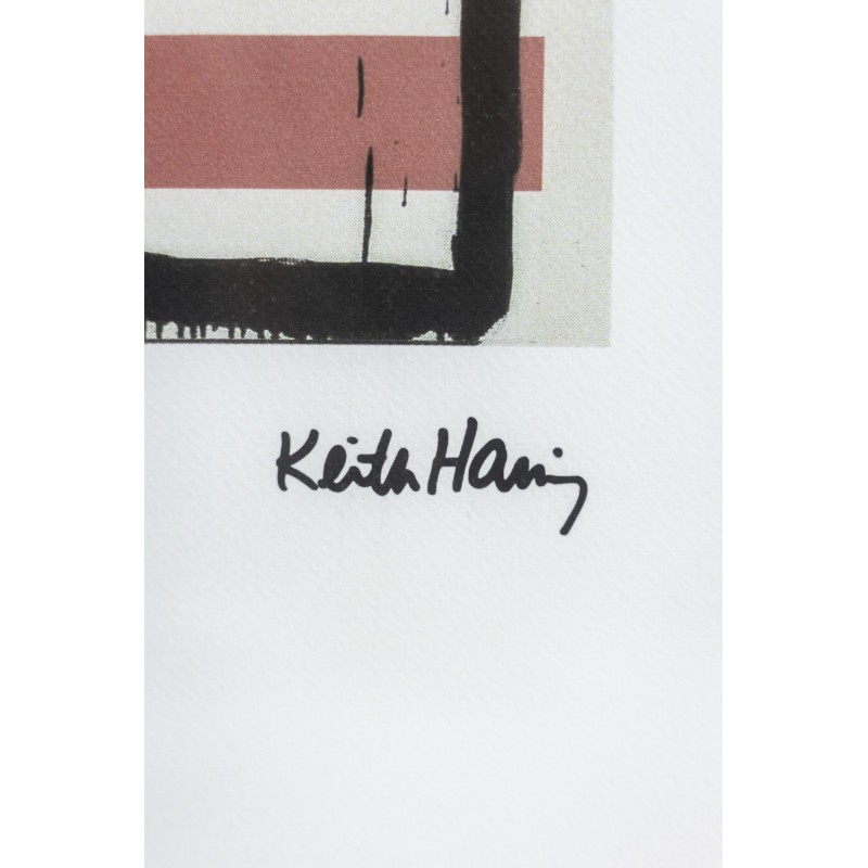 Vintage zeefdruk met silhouet van Keith Haring, Verenigde Staten 1990