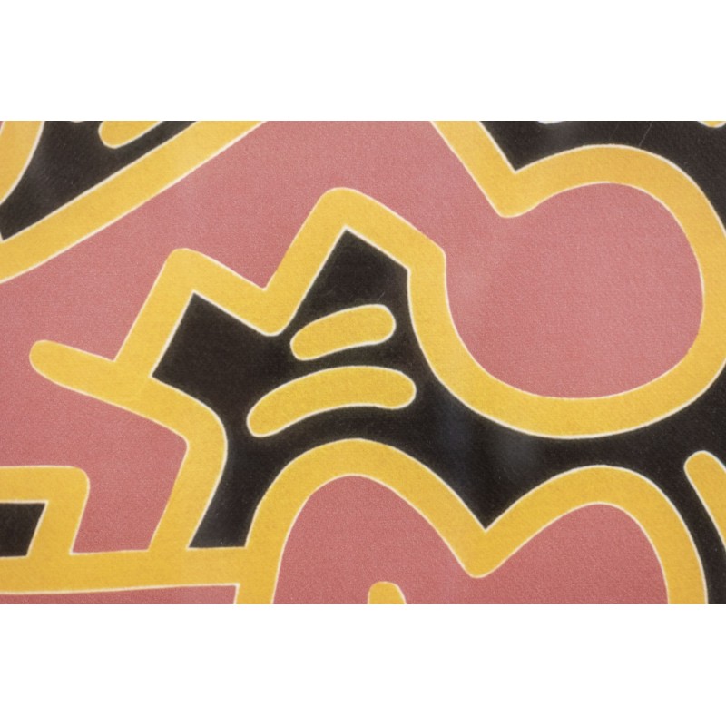 Impressão serigráfica vintage em moldura de carvalho louro de Keith Haring, Estados Unidos 1990