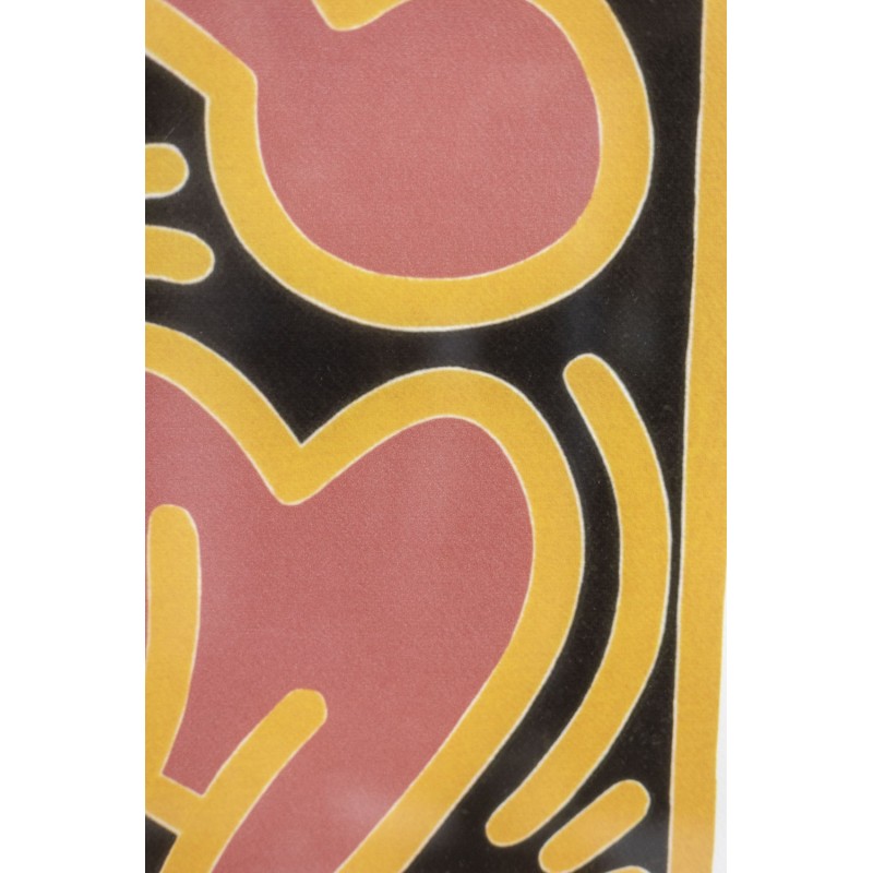 Serigrafía vintage en marco de roble rubio por Keith Haring, Estados Unidos 1990