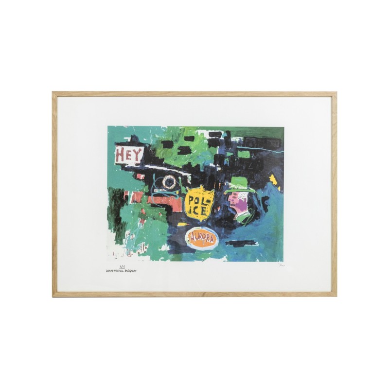 Sérigraphie vintage cadre en chêne blond par Jean-Michel Basquiat, Etats-Unis 1990