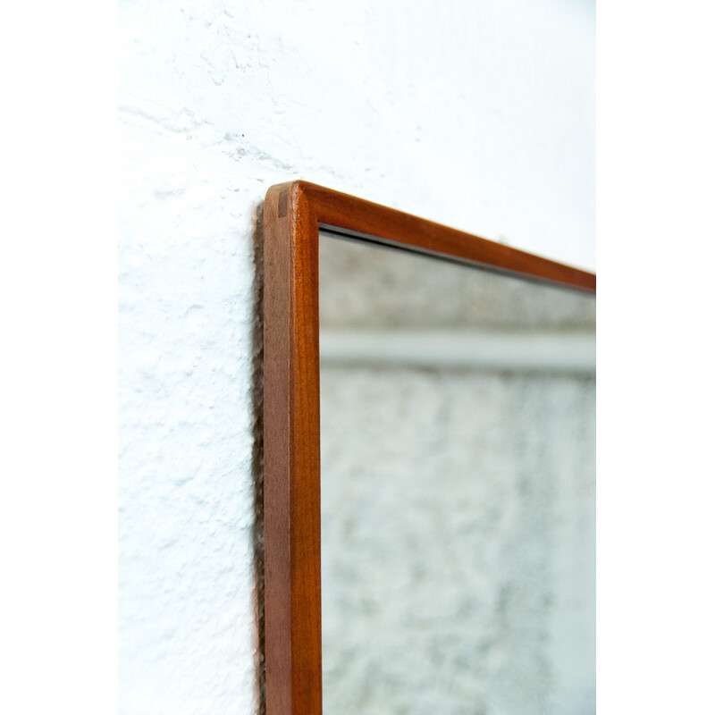 Scandinavian vintage rectangular teak mirror - 1960s