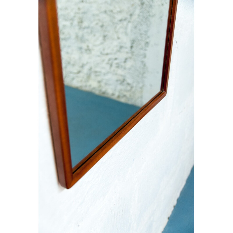 Scandinavian vintage rectangular teak mirror - 1960s