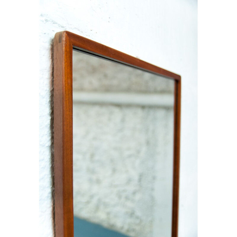 Scandinavian vintage rectangular teak mirror - 1960s