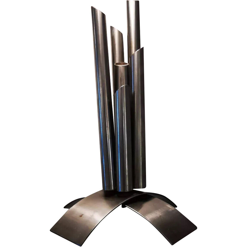 Vintage stainless steel vase, 1970