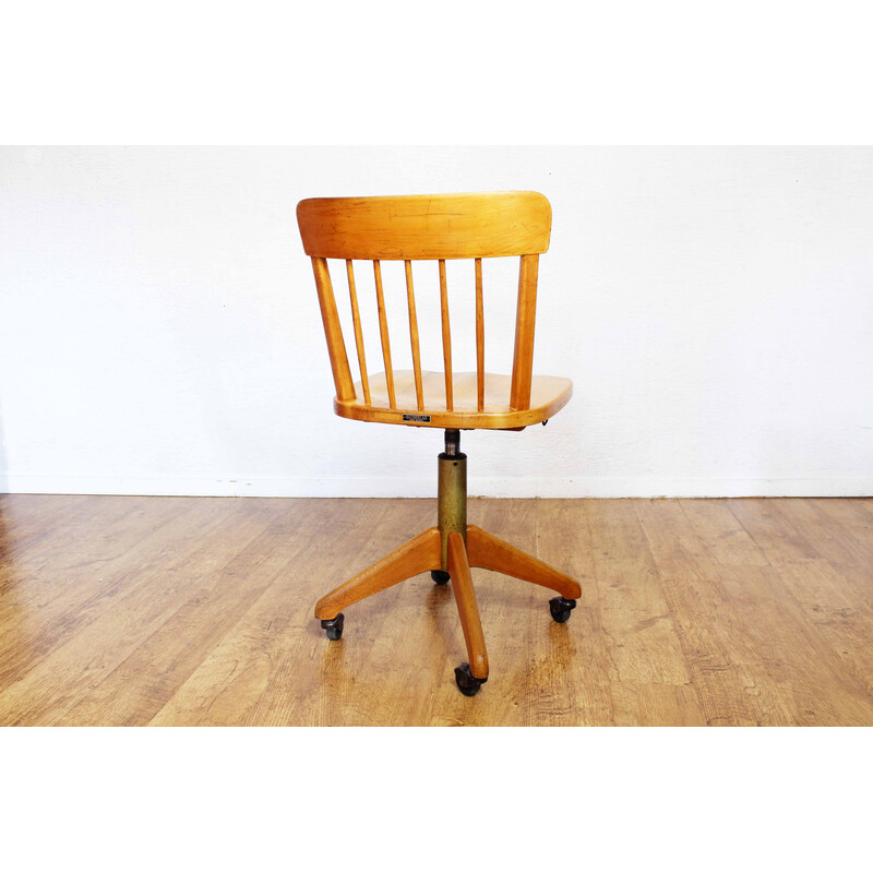 Vintage workshop chair in solid beech wood and metal for Stoll Giroflex, Switzerland 1960