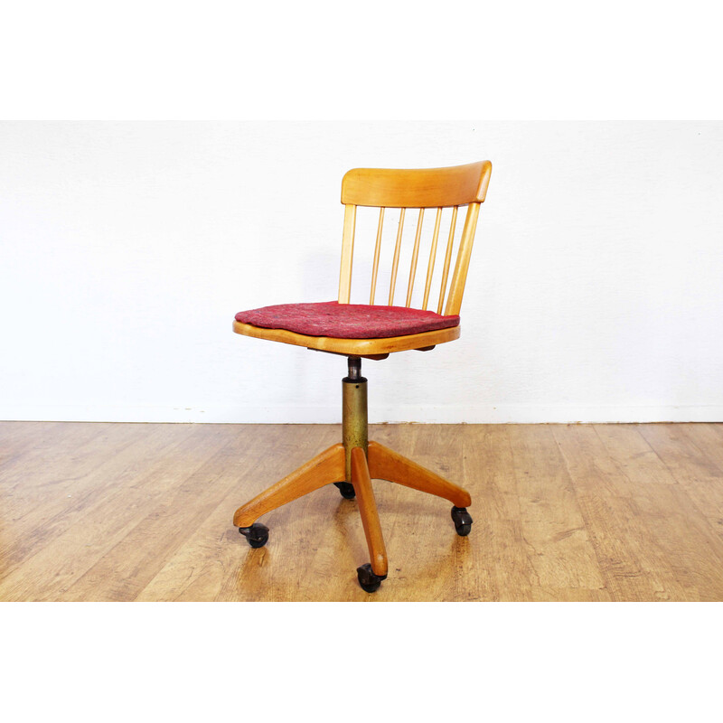 Vintage workshop chair in solid beech wood and metal for Stoll Giroflex, Switzerland 1960