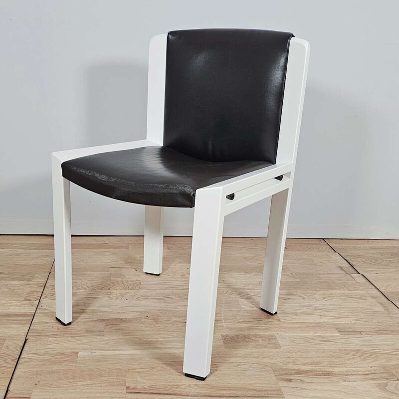 Ein Paar Vintage-Stühle Modell Chair 300 aus lackiertem Holz und braunem Leder von Joe Colombo für Pozzi, 1965