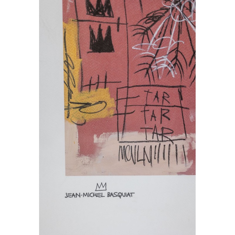 Vintage screen print representing a schematic character by Jean-Michel Basquiat, United States 1990