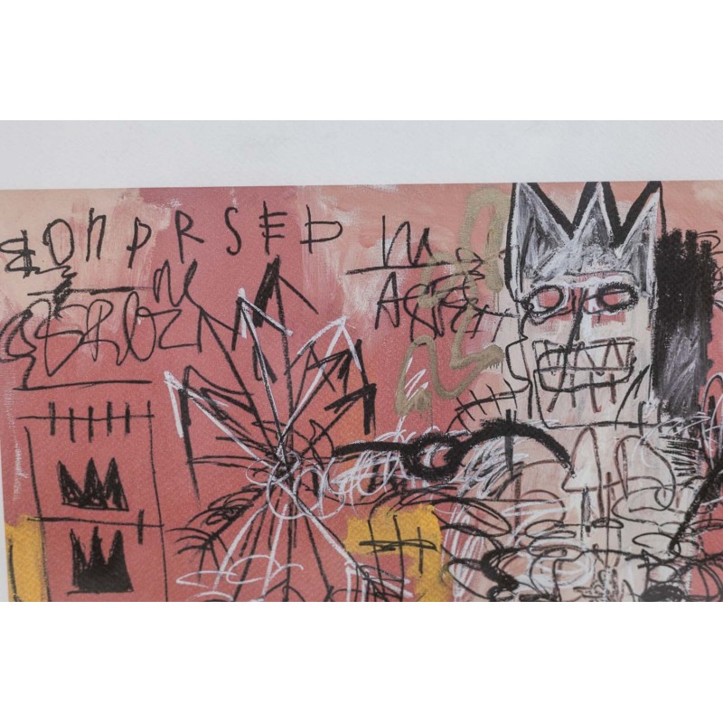 Vintage zeefdruk van een schematische figuur door Jean-Michel Basquiat, VS 1990