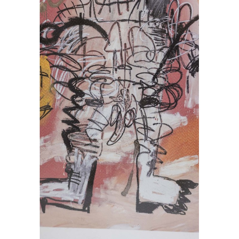 Serigrafía vintage de una figura esquemática de Jean-Michel Basquiat, EE.UU. 1990