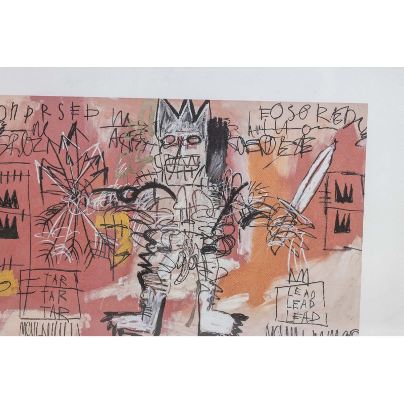 Vintage screen print representing a schematic character by Jean-Michel Basquiat, United States 1990