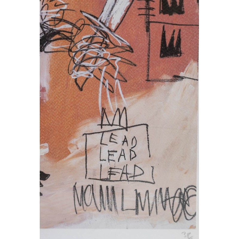 Sérigraphie vintage représentant un personnage schématique par Jean-Michel Basquiat, Etats-Unis 1990