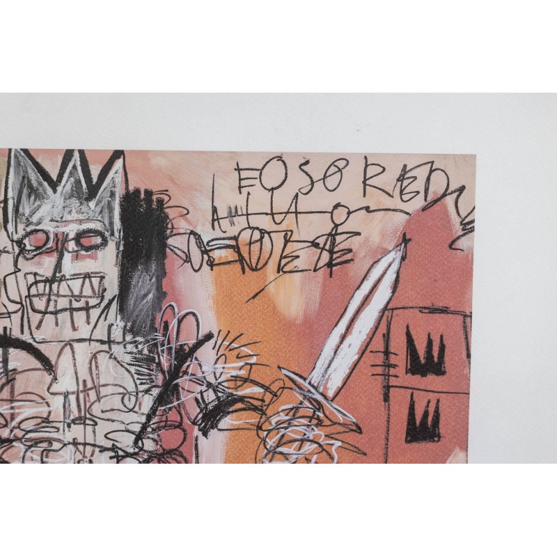 Vintage-Siebdruck mit einer schematischen Figur von Jean-Michel Basquiat, USA 1990