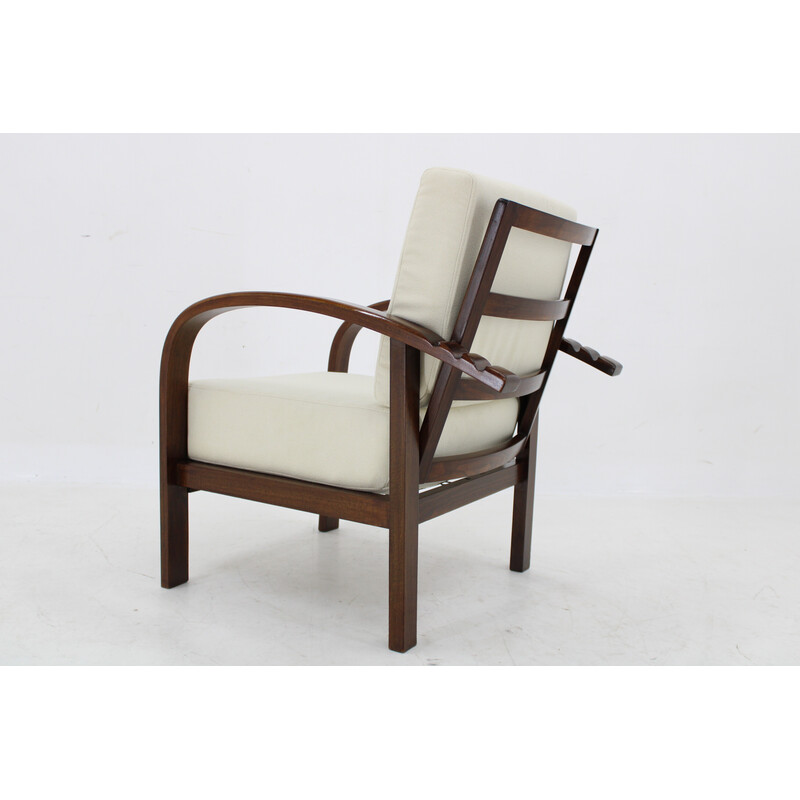 Vintage Art Deco armchair in adjustable beech wood for Fischel, Czechoslovakia 1930