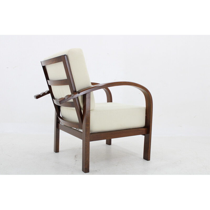 Fauteuil vintage Art Déco en bois de hêtre réglable pour Fischel, Tchécoslovaquie 1930