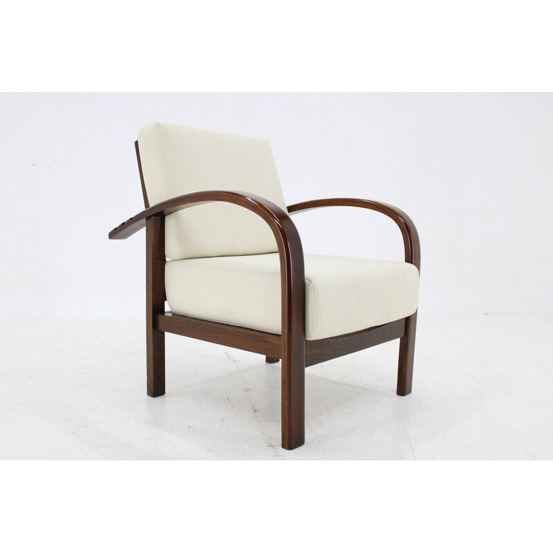 Vintage Art Deco armchair in adjustable beech wood for Fischel, Czechoslovakia 1930