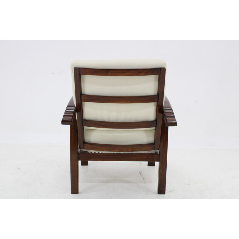 Vintage Art Deco armchair in adjustable beech wood for Fischel, Czechoslovakia 1930