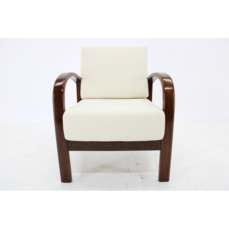 Vintage Art Deco armchair in adjustable beech wood for Fischel, Czechoslovakia 1930