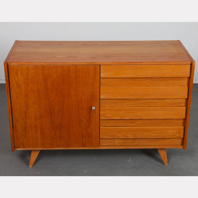 Vintage chest of drawers model U-458 in oak by Jiroutek for Interier Praha, Czechoslovakia 1960